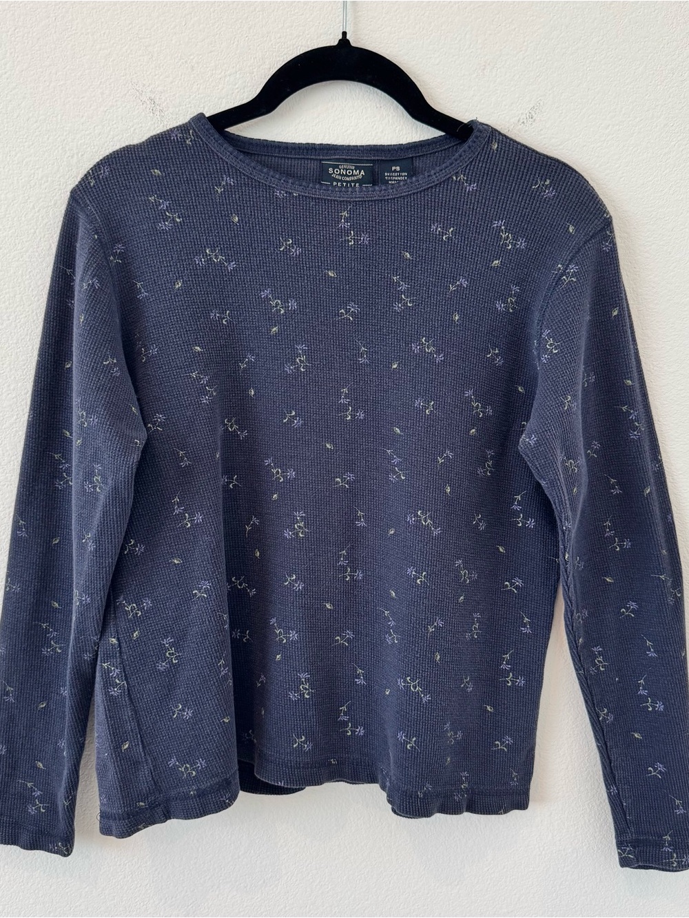 Sonoma Navy Micro Floral Thermal Long Sleeve Tee